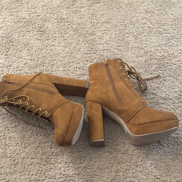 Dream Pairs Shoes - Dream Pairs Lace up Chunky High Heel Ankle Boots